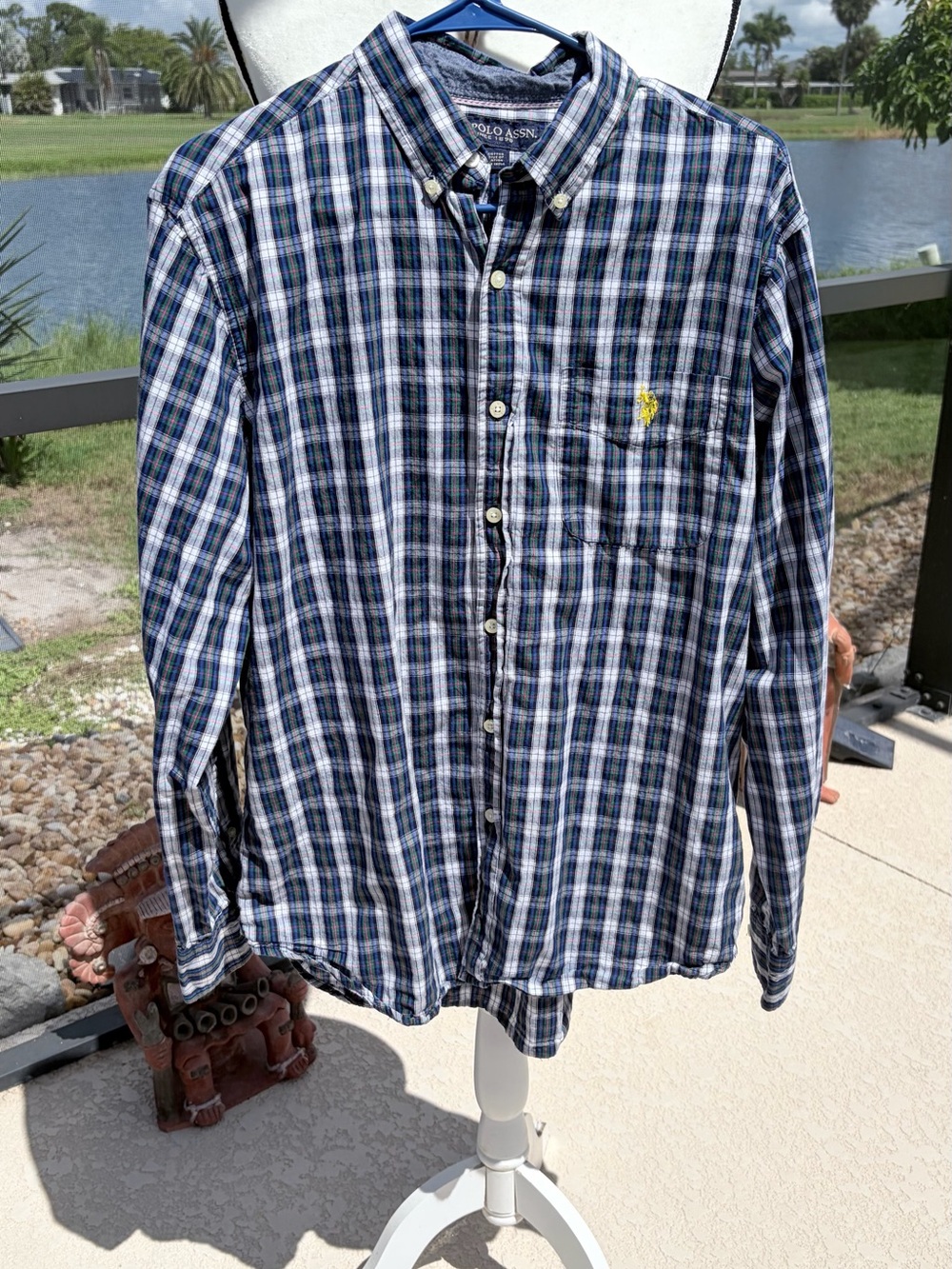 Bundle of 3 U.S. Polo Assn. Plaid Button-Down Ponies: Yellow Teal Green SZ M